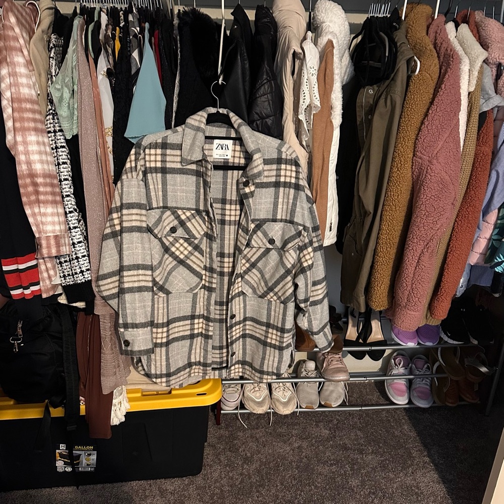 Zara Checkered Flannel Shirt Jacket